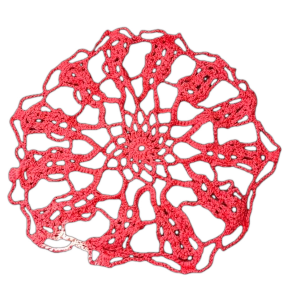 Handmade red crochet doily​​​​​
